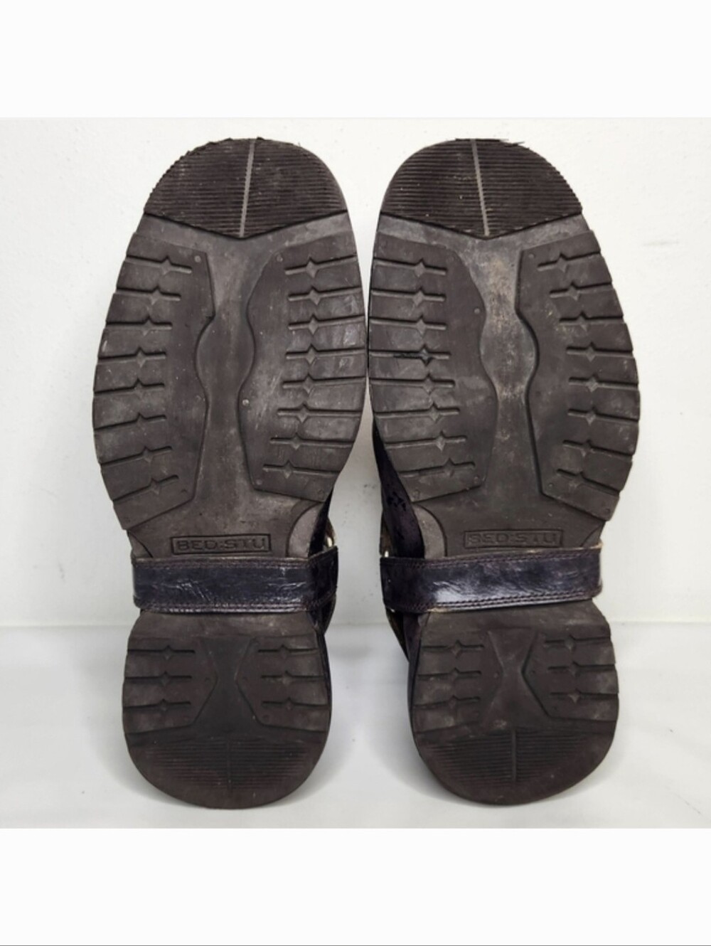 BED STU Harness Boots Mens 11 Ankle Moto Biker Distressed Leather Slip On Goth - Picture 11 of 12